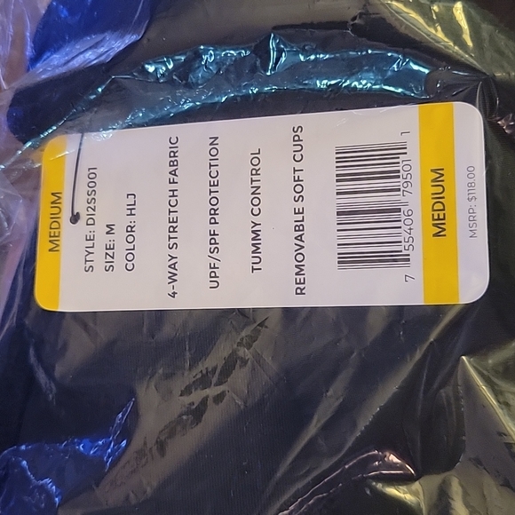 DKNY one piece Black halter shirred waist swimsuit moderate coverage Medium NEW… - Picture 7 of 8